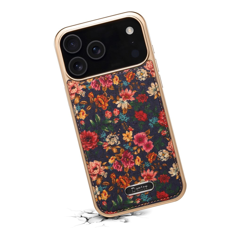 DENIOR A24 For iPhone 17 Pro Max Case Compatible with MagSafe Flower Leather PC TPU Phone Cover with Detachable Back Panel - Peony Purple