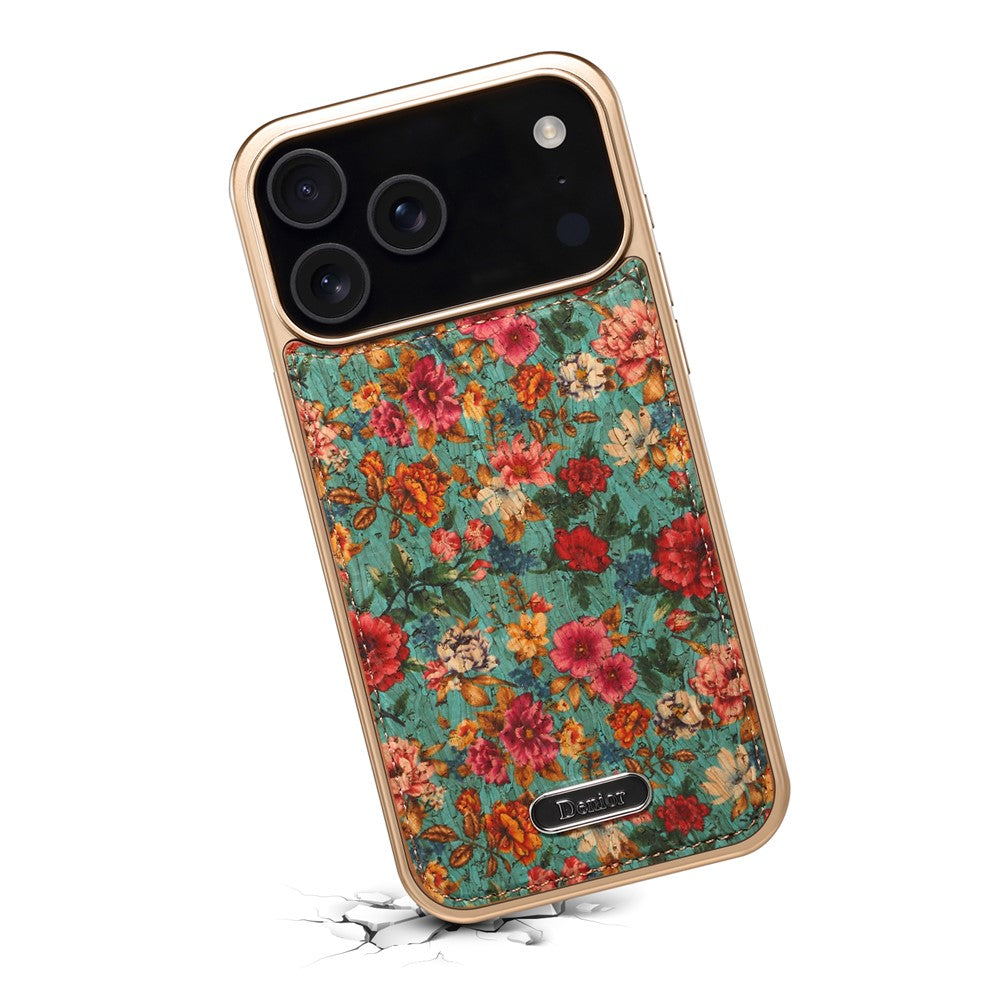 DENIOR A24 For iPhone 17 Pro Max Case Compatible with MagSafe Flower Leather PC TPU Phone Cover with Detachable Back Panel - Peony Blue