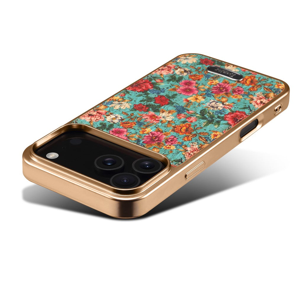 DENIOR A24 For iPhone 17 Pro Max Case Compatible with MagSafe Flower Leather PC TPU Phone Cover with Detachable Back Panel - Peony Blue