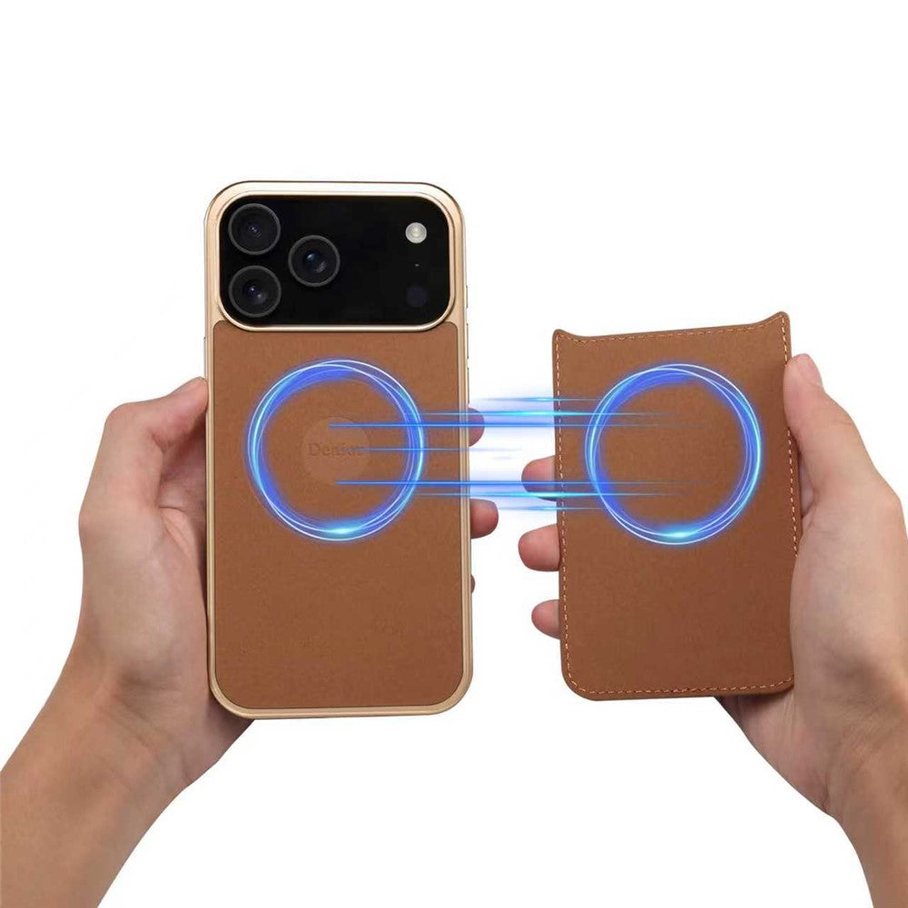 DENIOR A24 For iPhone 17 Pro Max Case Compatible with MagSafe Flower Leather PC TPU Phone Cover with Detachable Back Panel - Peony Green