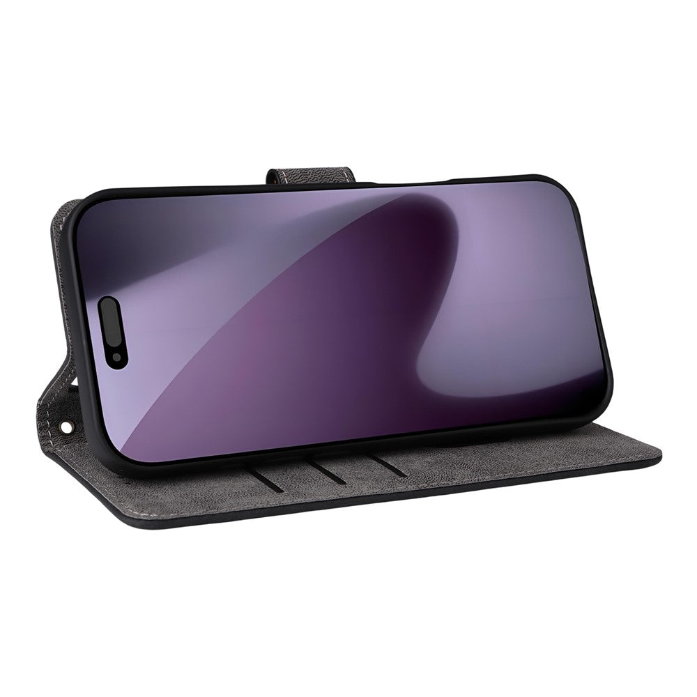 For iPhone 17 Pro Max Case Wallet RFID Blocking PU Leather Phone Cover Stand with Strap - Black