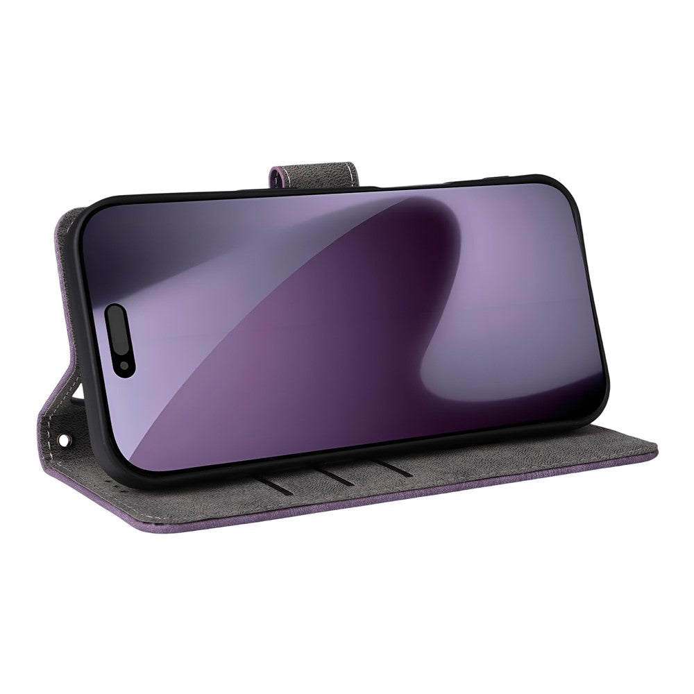 For iPhone 17 Pro Max Case Wallet RFID Blocking PU Leather Phone Cover Stand with Strap - Purple