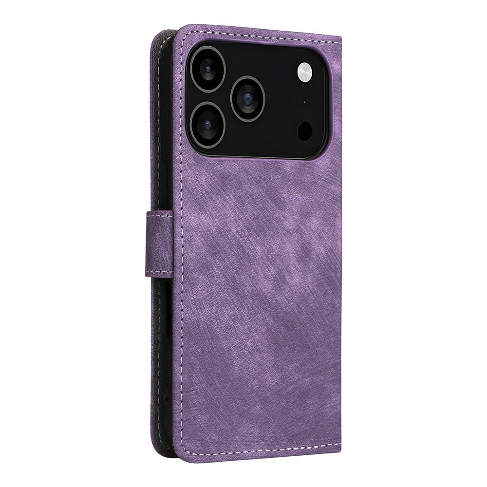 For iPhone 17 Pro Max Case Wallet RFID Blocking PU Leather Phone Cover Stand with Strap - Purple