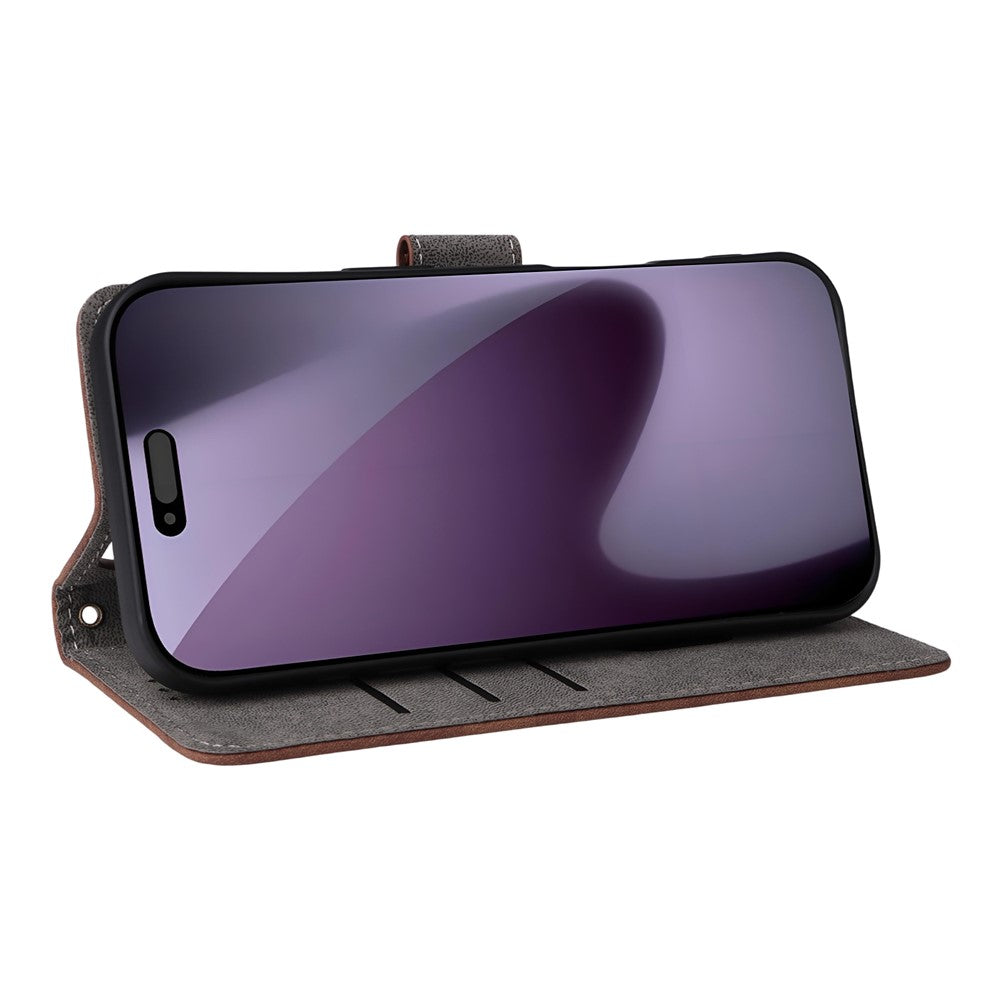 For iPhone 17 Pro Max Case Wallet RFID Blocking PU Leather Phone Cover Stand with Strap - Brown