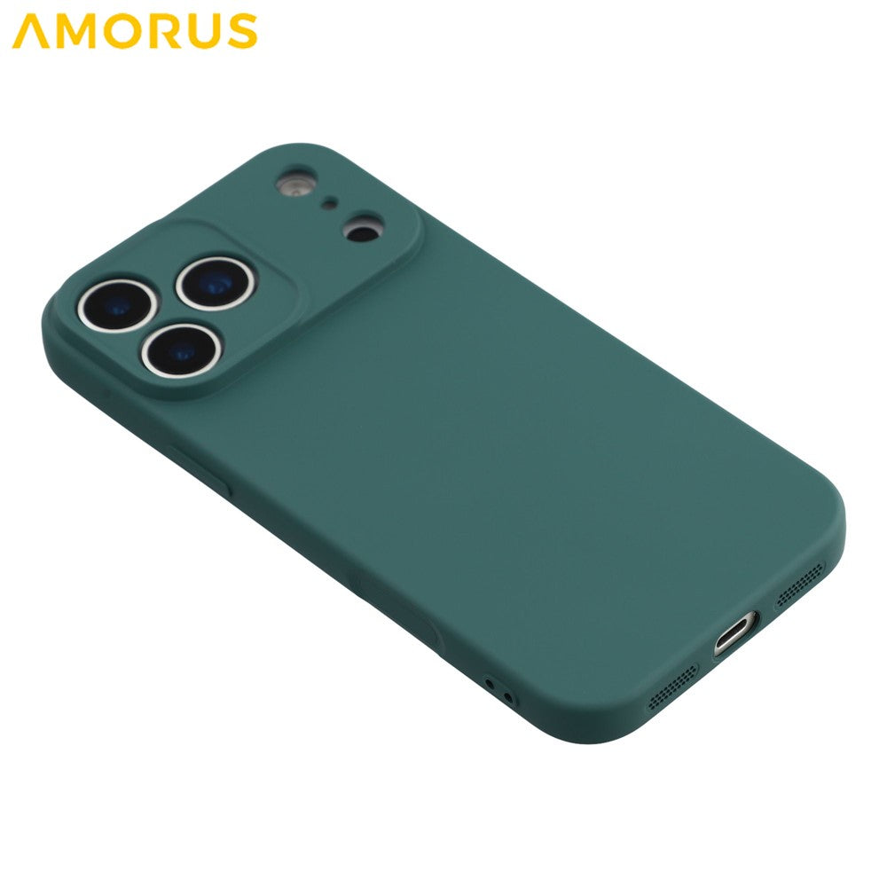 AMORUS For iPhone 17 Pro Max Case Precise Cutouts TPU Fiber Lining Shockproof Phone Cover - Army Green