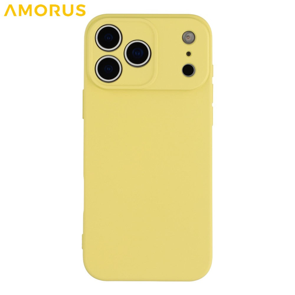 AMORUS For iPhone 17 Pro Max Case Precise Cutouts TPU Fiber Lining Shockproof Phone Cover - Yellow