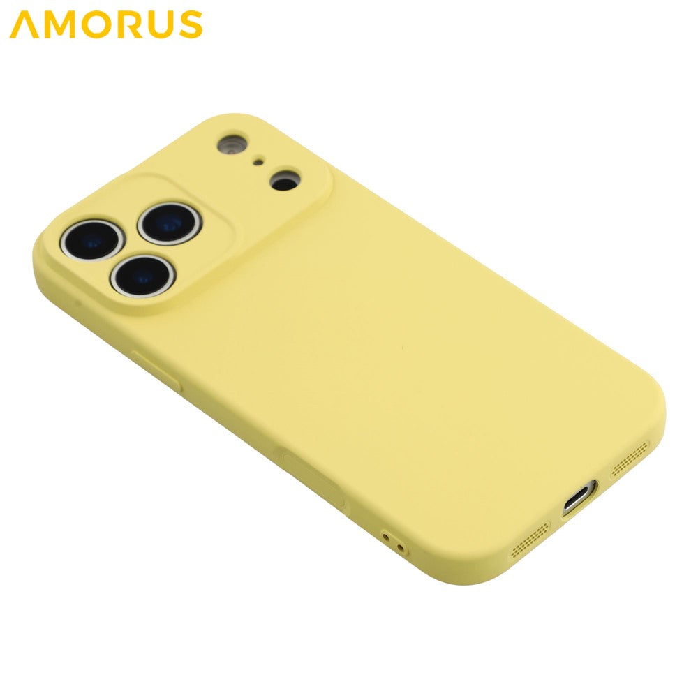 AMORUS For iPhone 17 Pro Max Case Precise Cutouts TPU Fiber Lining Shockproof Phone Cover - Yellow