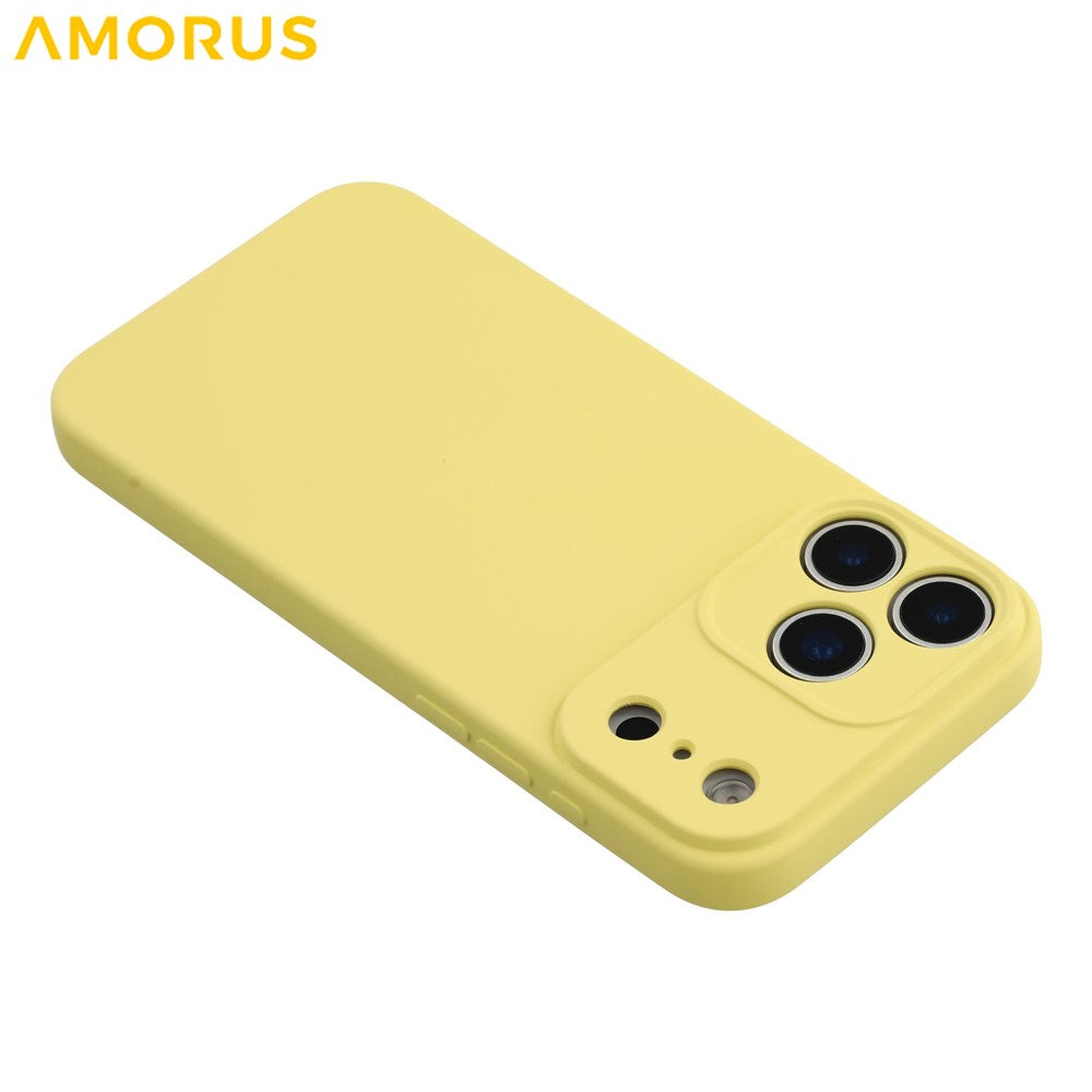 AMORUS For iPhone 17 Pro Max Case Precise Cutouts TPU Fiber Lining Shockproof Phone Cover - Yellow