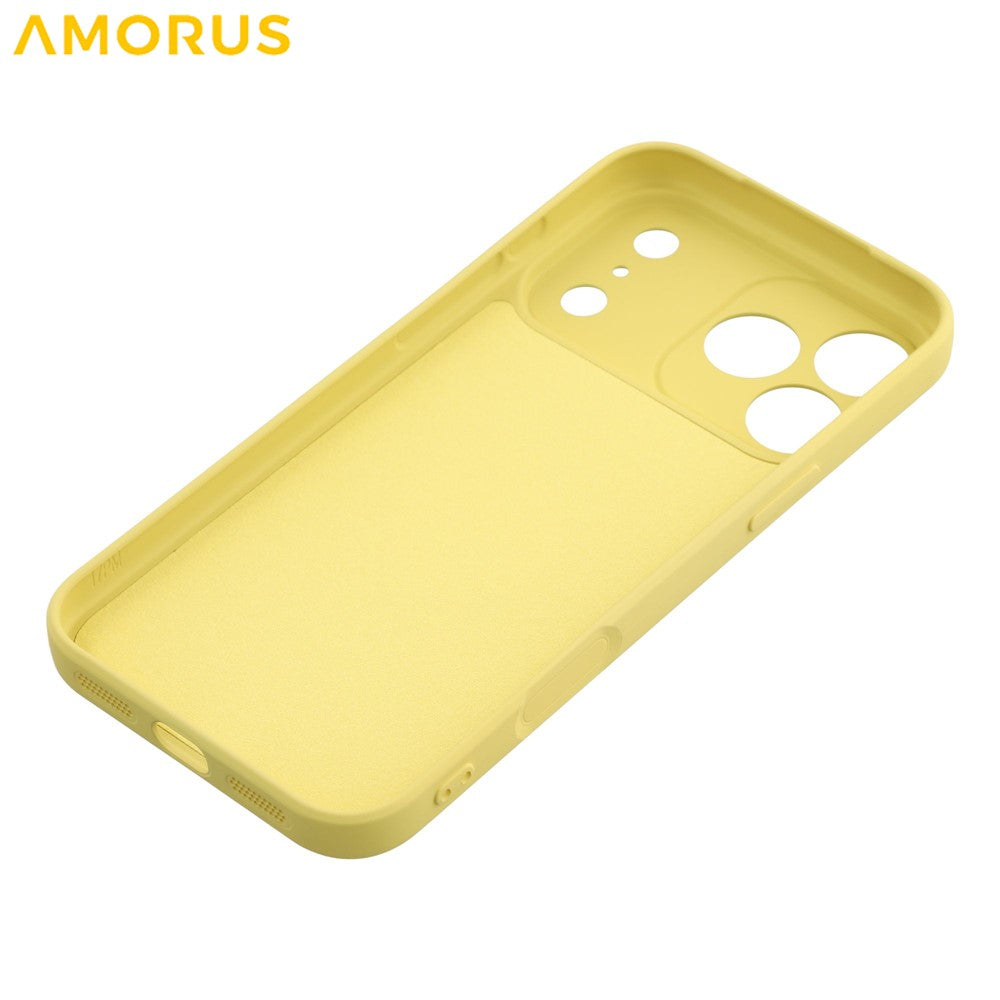 AMORUS For iPhone 17 Pro Max Case Precise Cutouts TPU Fiber Lining Shockproof Phone Cover - Yellow