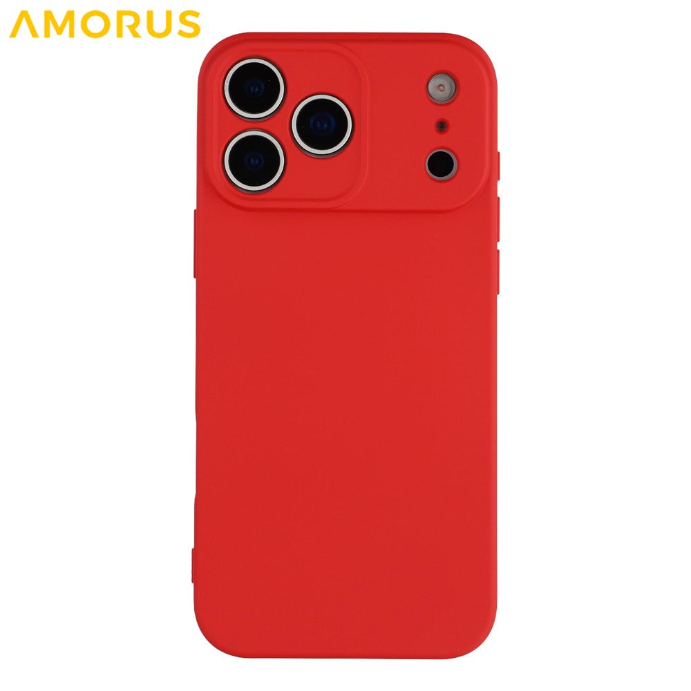 AMORUS For iPhone 17 Pro Max Case Precise Cutouts TPU Fiber Lining Shockproof Phone Cover - Red
