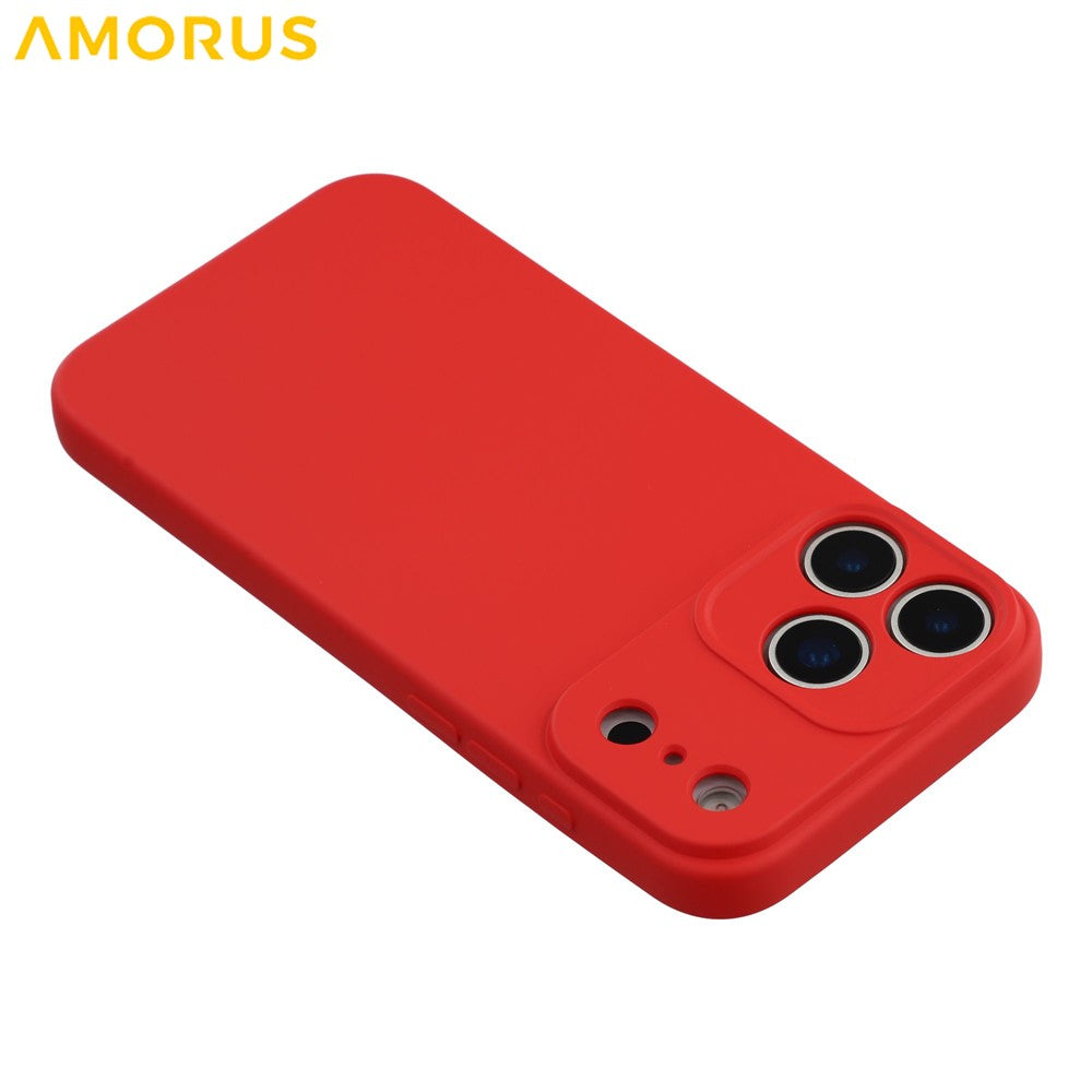 AMORUS For iPhone 17 Pro Max Case Precise Cutouts TPU Fiber Lining Shockproof Phone Cover - Red