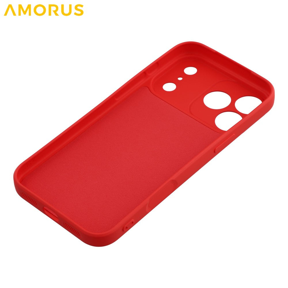 AMORUS For iPhone 17 Pro Max Case Precise Cutouts TPU Fiber Lining Shockproof Phone Cover - Red