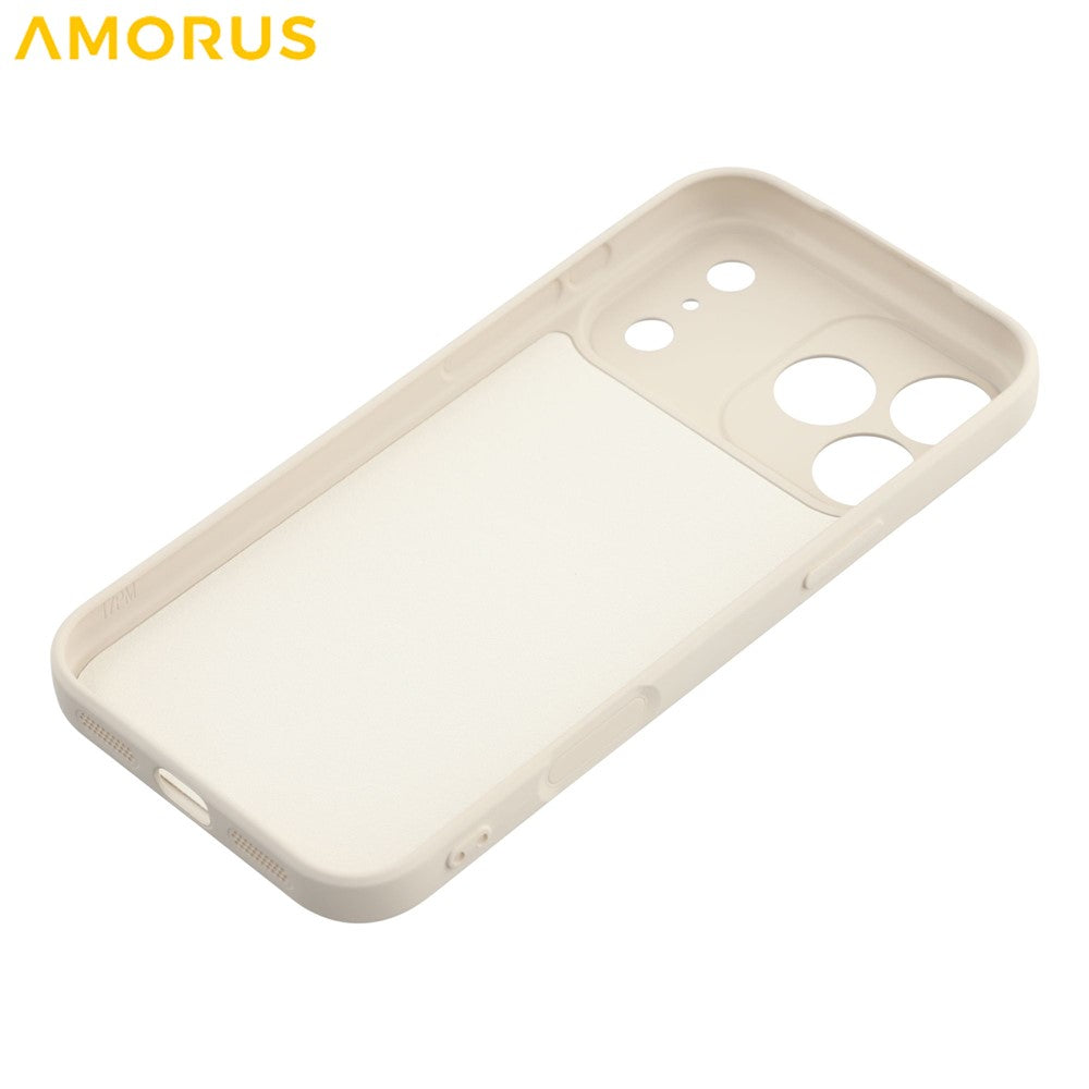 AMORUS For iPhone 17 Pro Max Case Precise Cutouts TPU Fiber Lining Shockproof Phone Cover - White