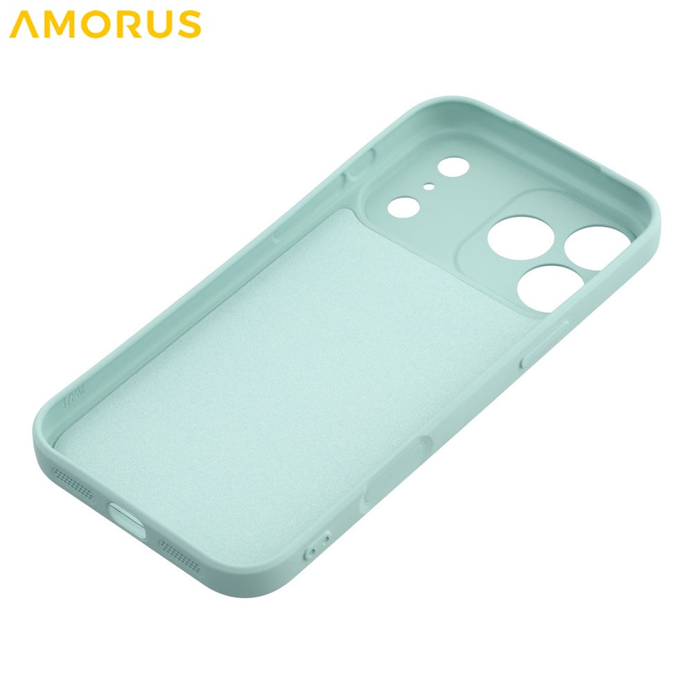 AMORUS For iPhone 17 Pro Max Case Precise Cutouts TPU Fiber Lining Shockproof Phone Cover - Baby Blue