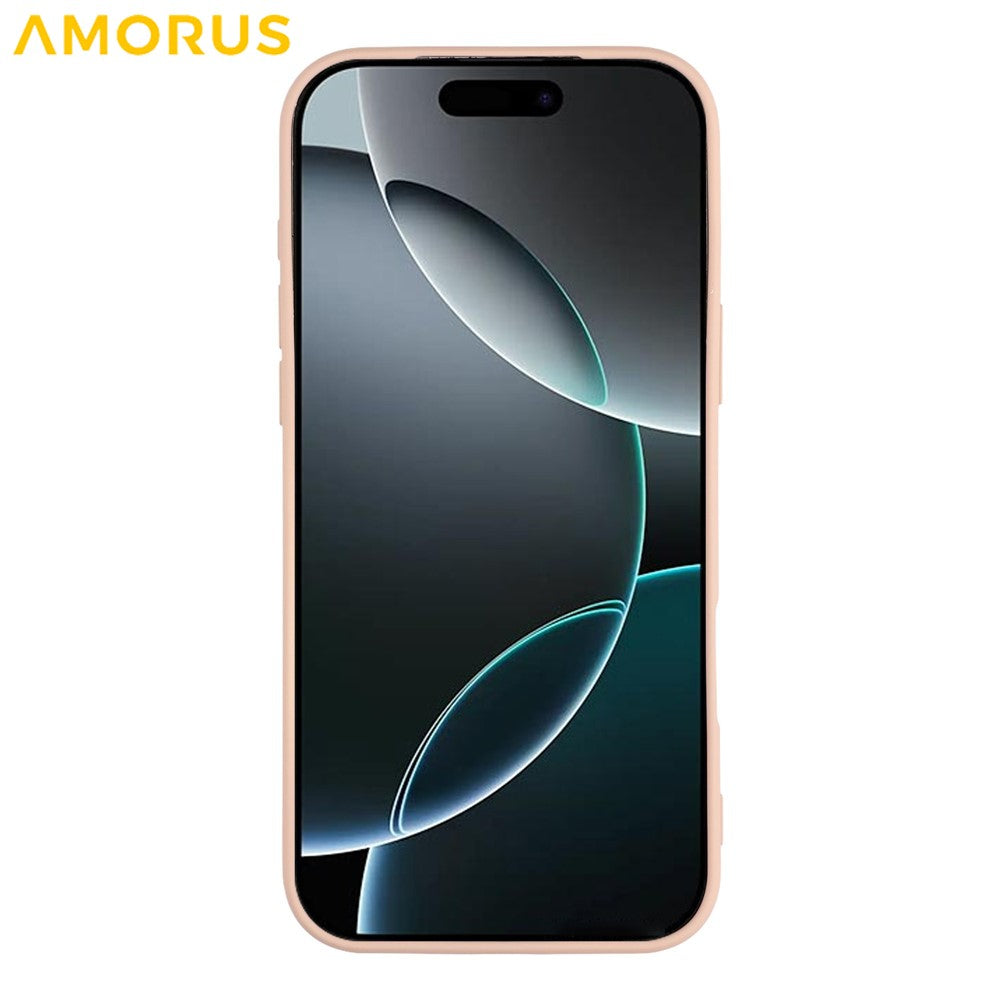 AMORUS For iPhone 17 Pro Max Case Precise Cutouts TPU Fiber Lining Shockproof Phone Cover - Pink