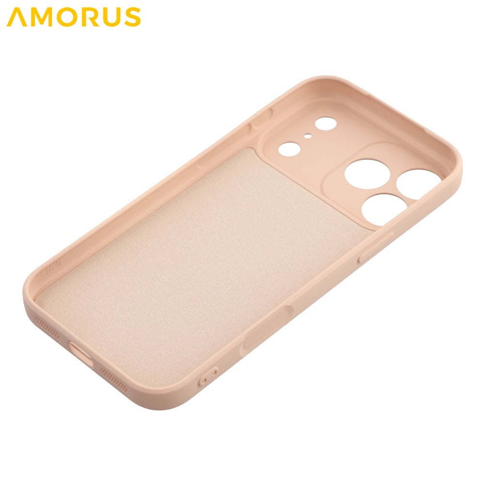 AMORUS For iPhone 17 Pro Max Case Precise Cutouts TPU Fiber Lining Shockproof Phone Cover - Pink