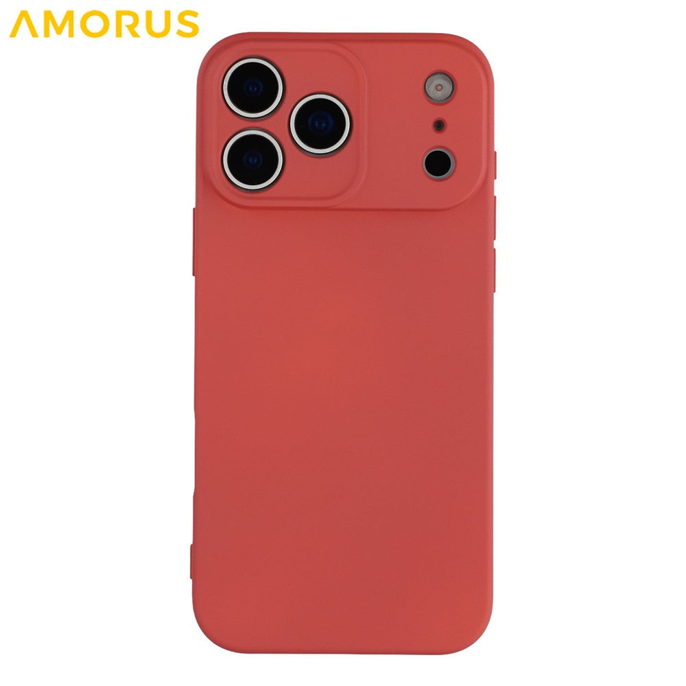 AMORUS For iPhone 17 Pro Max Case Precise Cutouts TPU Fiber Lining Shockproof Phone Cover - Hawthorn Red