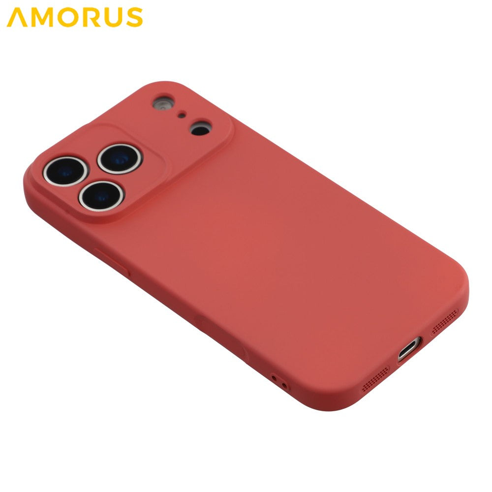 AMORUS For iPhone 17 Pro Max Case Precise Cutouts TPU Fiber Lining Shockproof Phone Cover - Hawthorn Red