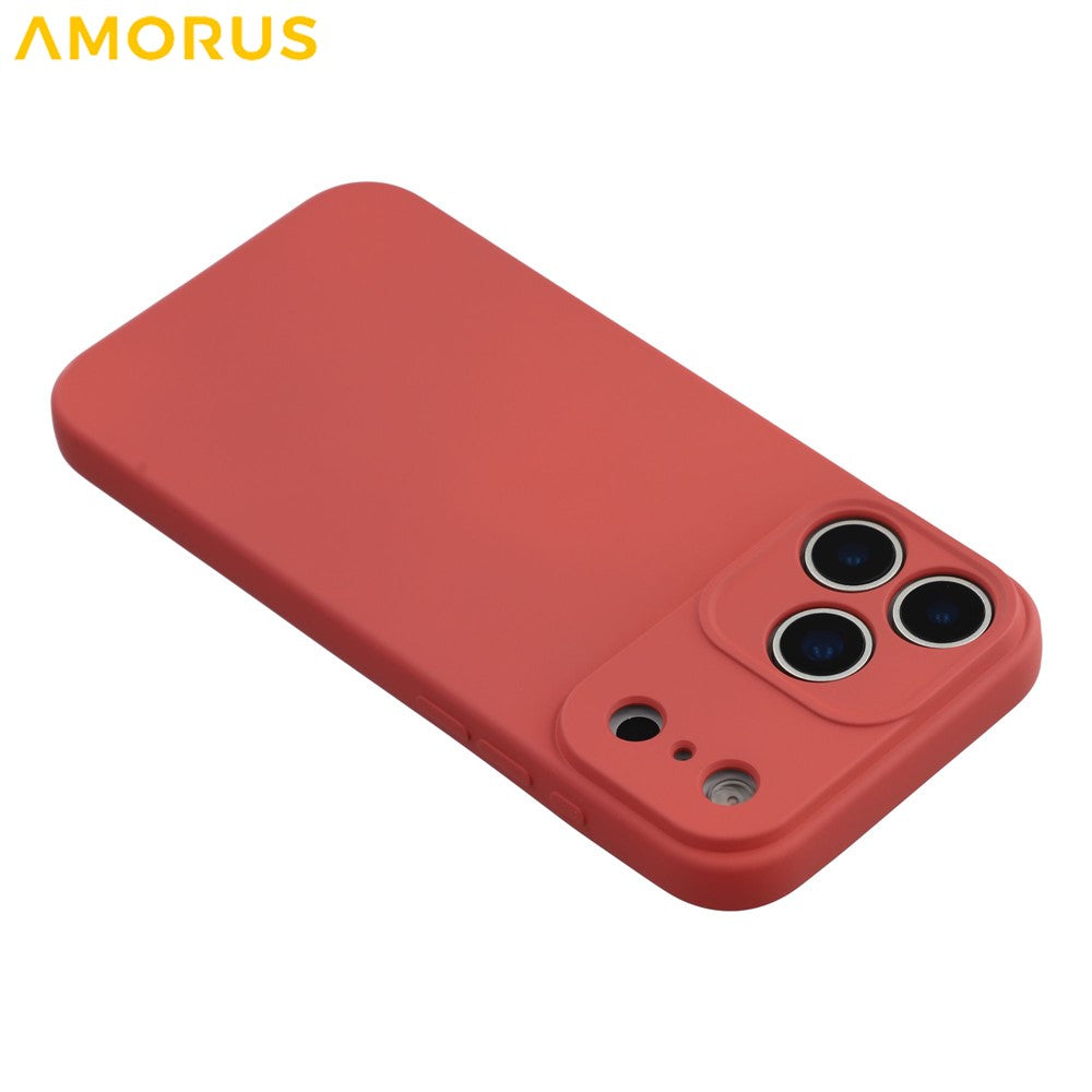 AMORUS For iPhone 17 Pro Max Case Precise Cutouts TPU Fiber Lining Shockproof Phone Cover - Hawthorn Red