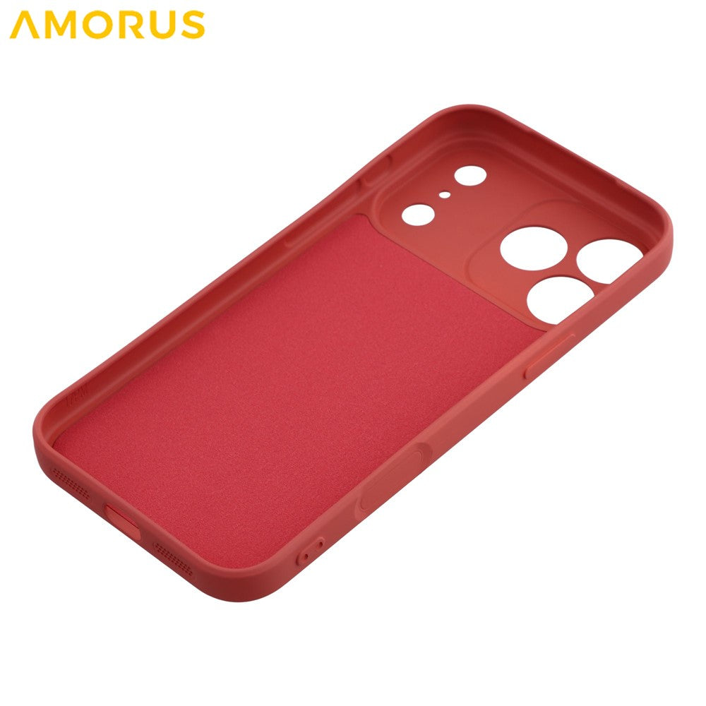 AMORUS For iPhone 17 Pro Max Case Precise Cutouts TPU Fiber Lining Shockproof Phone Cover - Hawthorn Red
