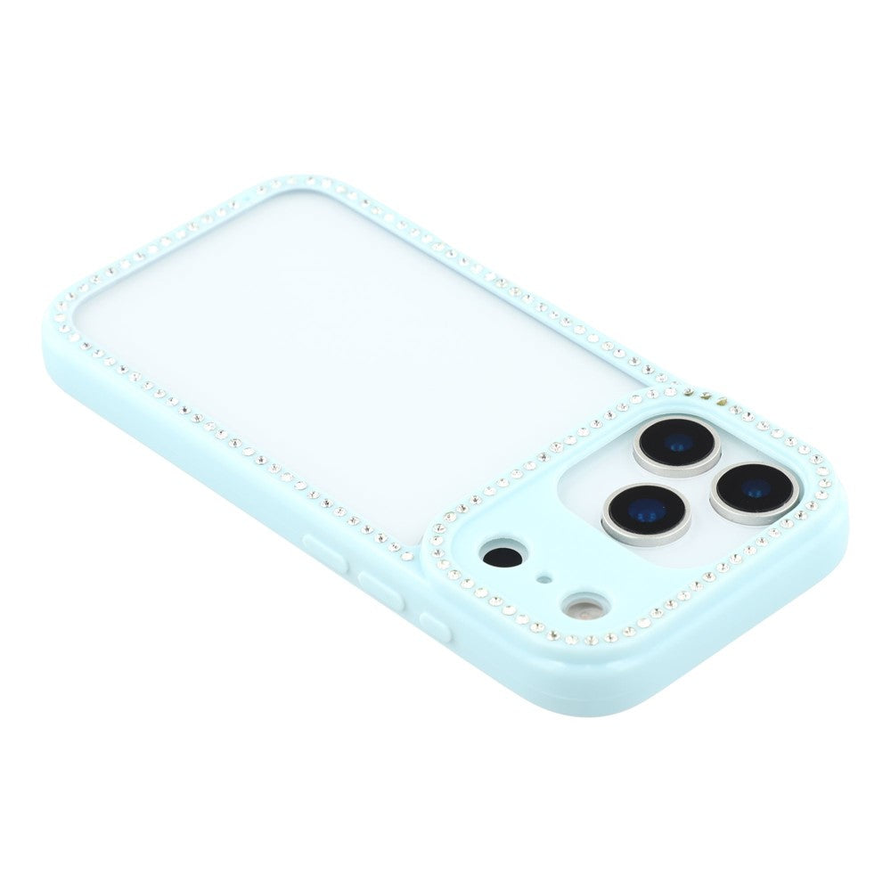 For iPhone 17 pro max Case Sparkling Rhinestone Decor TPU + PC Clear Phone Back Cover - Blue