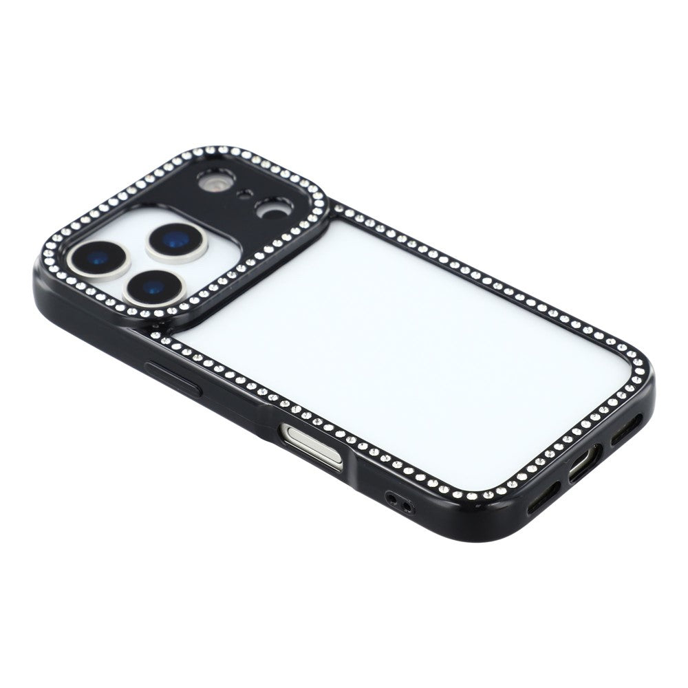 For iPhone 17 pro max Case Sparkling Rhinestone Decor TPU + PC Clear Phone Back Cover - Black
