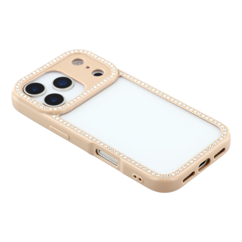 For iPhone 17 pro max Case Sparkling Rhinestone Decor TPU + PC Clear Phone Back Cover - Brown