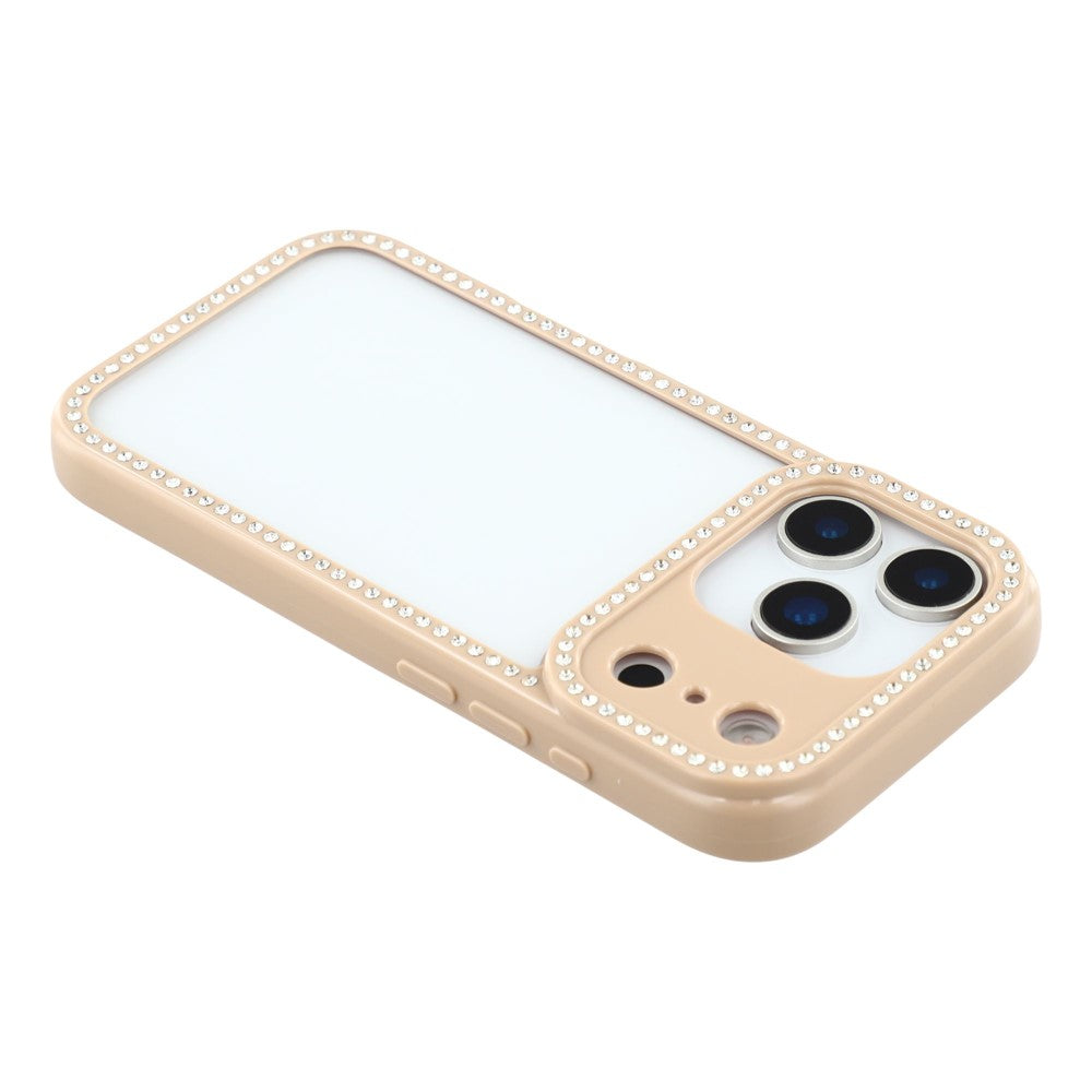 For iPhone 17 pro max Case Sparkling Rhinestone Decor TPU + PC Clear Phone Back Cover - Brown