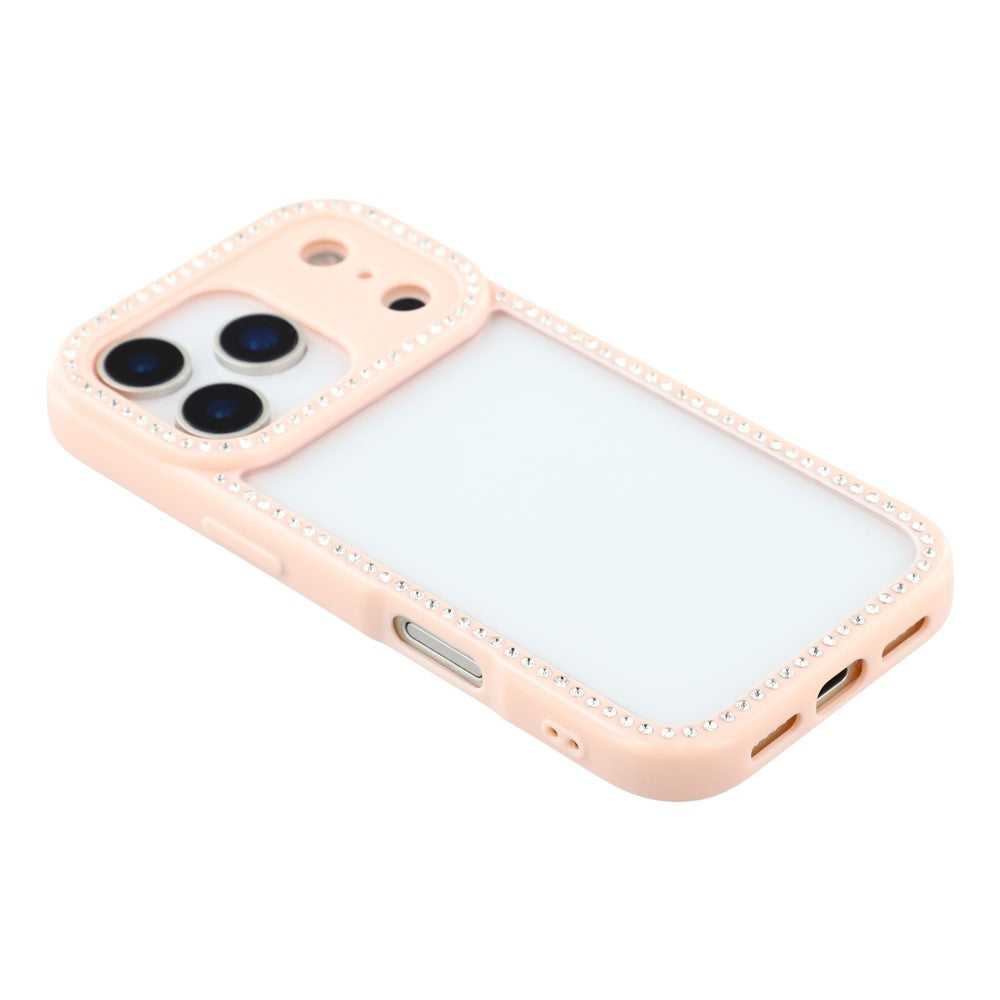 For iPhone 17 pro max Case Sparkling Rhinestone Decor TPU + PC Clear Phone Back Cover - Pink
