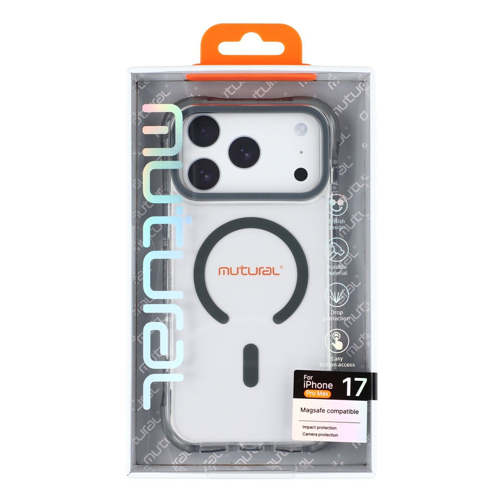 MUTURAL For iPhone 17 Pro Max Case Compatible with MagSafe Reinforced Corners PC + TPU Clear Phone Cover - Dark Grey