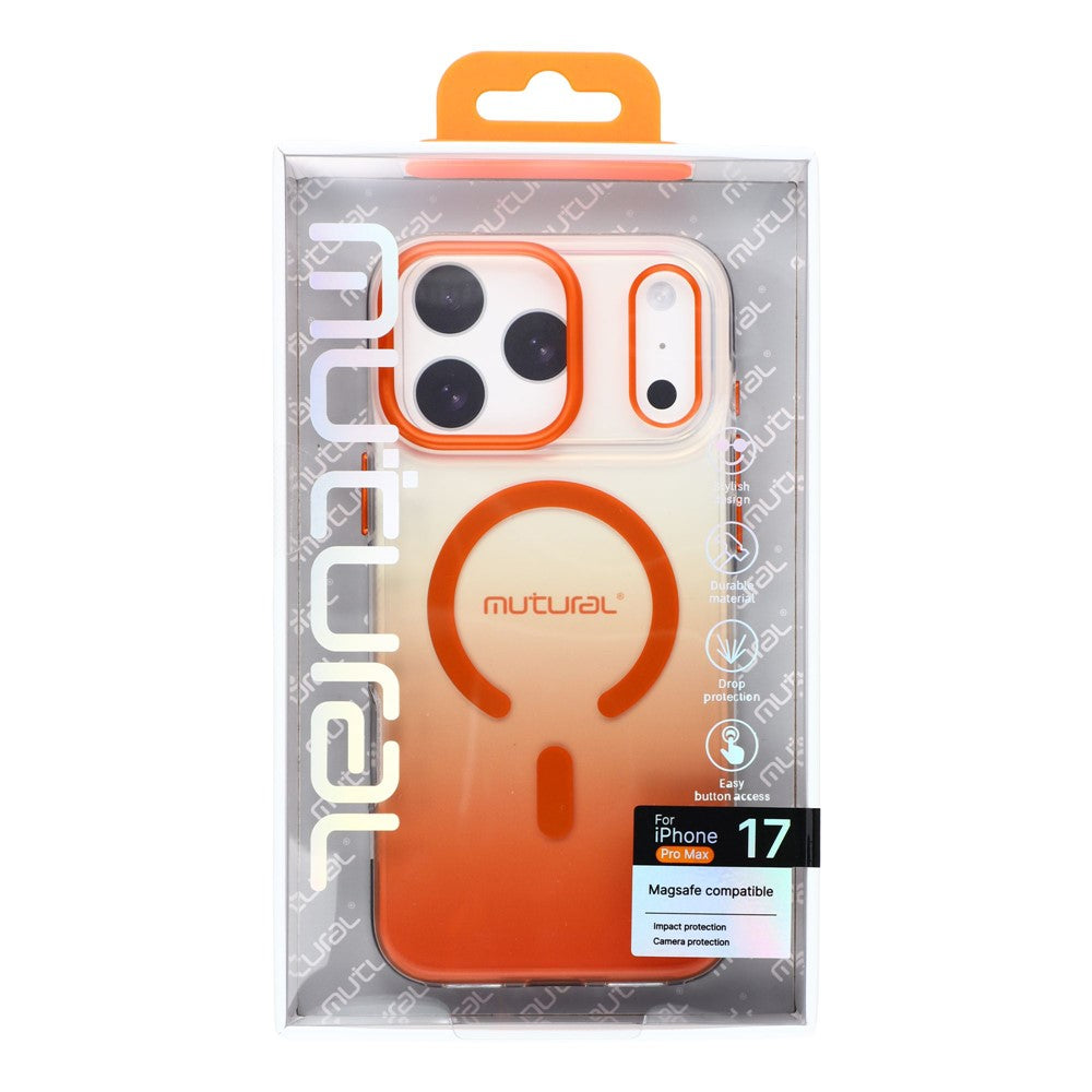 MUTURAL For iPhone 17 Pro Max Case Compatible with MagSafe PC + TPU Gradient Phone Cover - Orange
