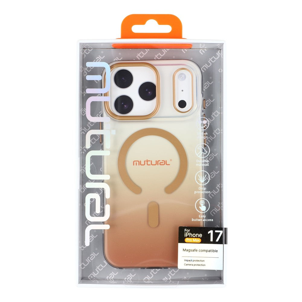 MUTURAL For iPhone 17 Pro Max Case Compatible with MagSafe PC + TPU Gradient Phone Cover - Gold