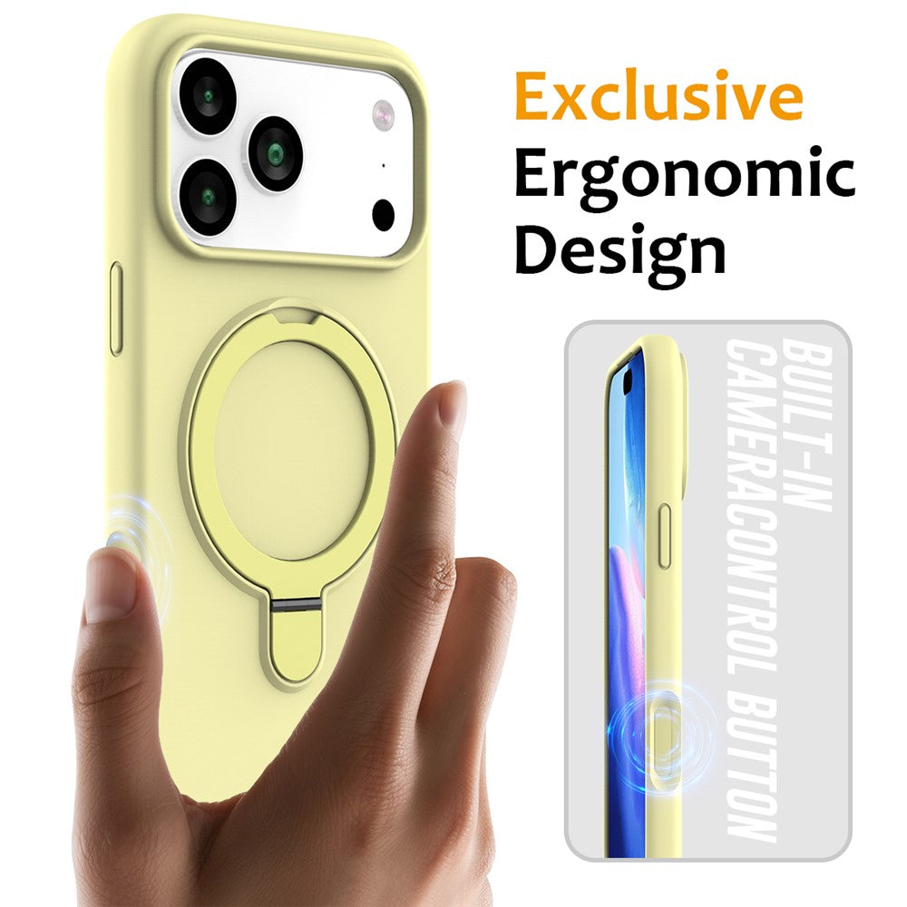 For iPhone 17 Pro Max Case Compatible with MagSafe Kickstand PC + Silicone Phone Cover - Yellow