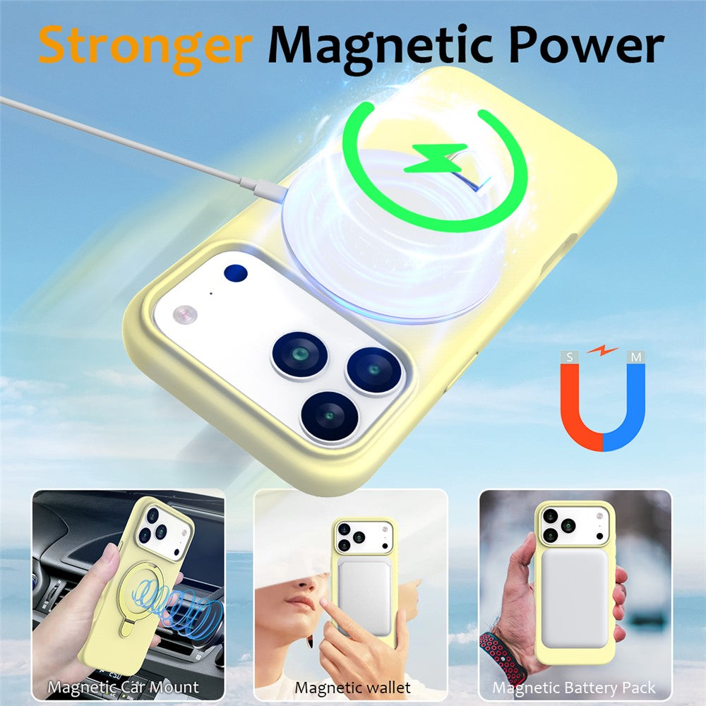 For iPhone 17 Pro Max Case Compatible with MagSafe Kickstand PC + Silicone Phone Cover - Yellow