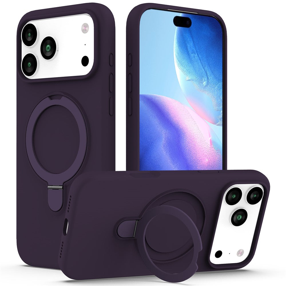 For iPhone 17 Pro Max Case Compatible with MagSafe Kickstand PC + Silicone Phone Cover - Dark Purple