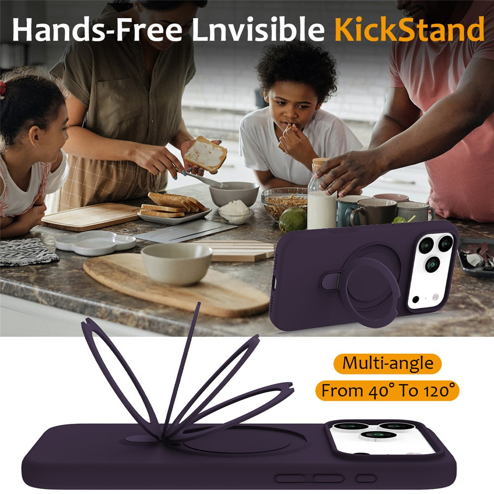 For iPhone 17 Pro Max Case Compatible with MagSafe Kickstand PC + Silicone Phone Cover - Dark Purple