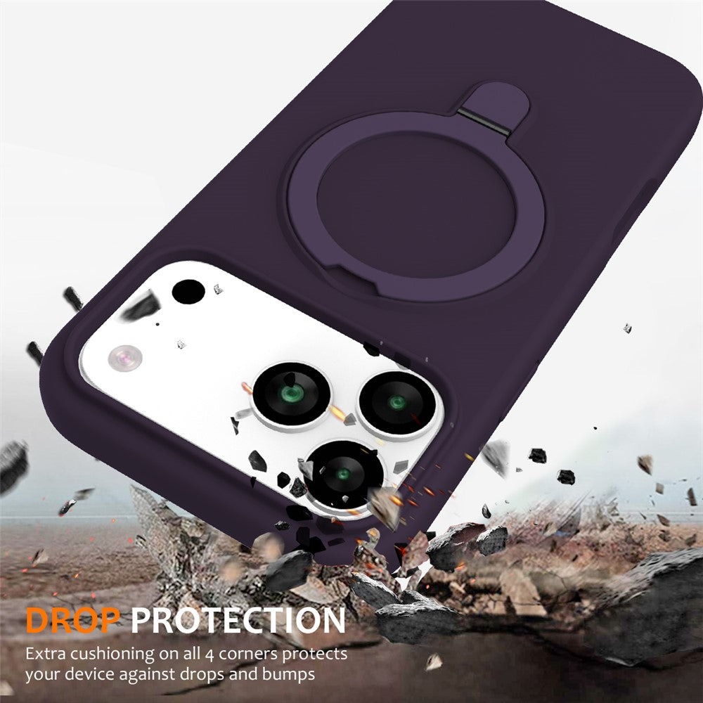 For iPhone 17 Pro Max Case Compatible with MagSafe Kickstand PC + Silicone Phone Cover - Dark Purple
