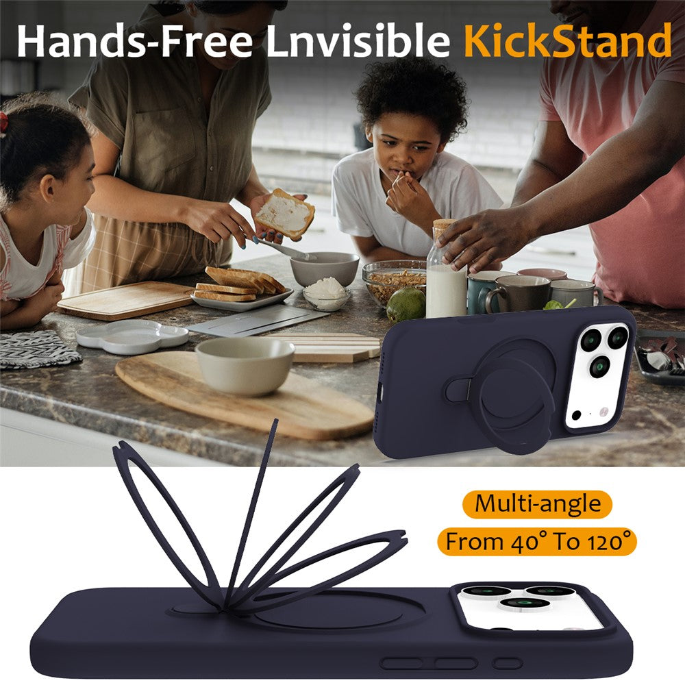 For iPhone 17 Pro Max Case Compatible with MagSafe Kickstand PC + Silicone Phone Cover - Midnight Blue