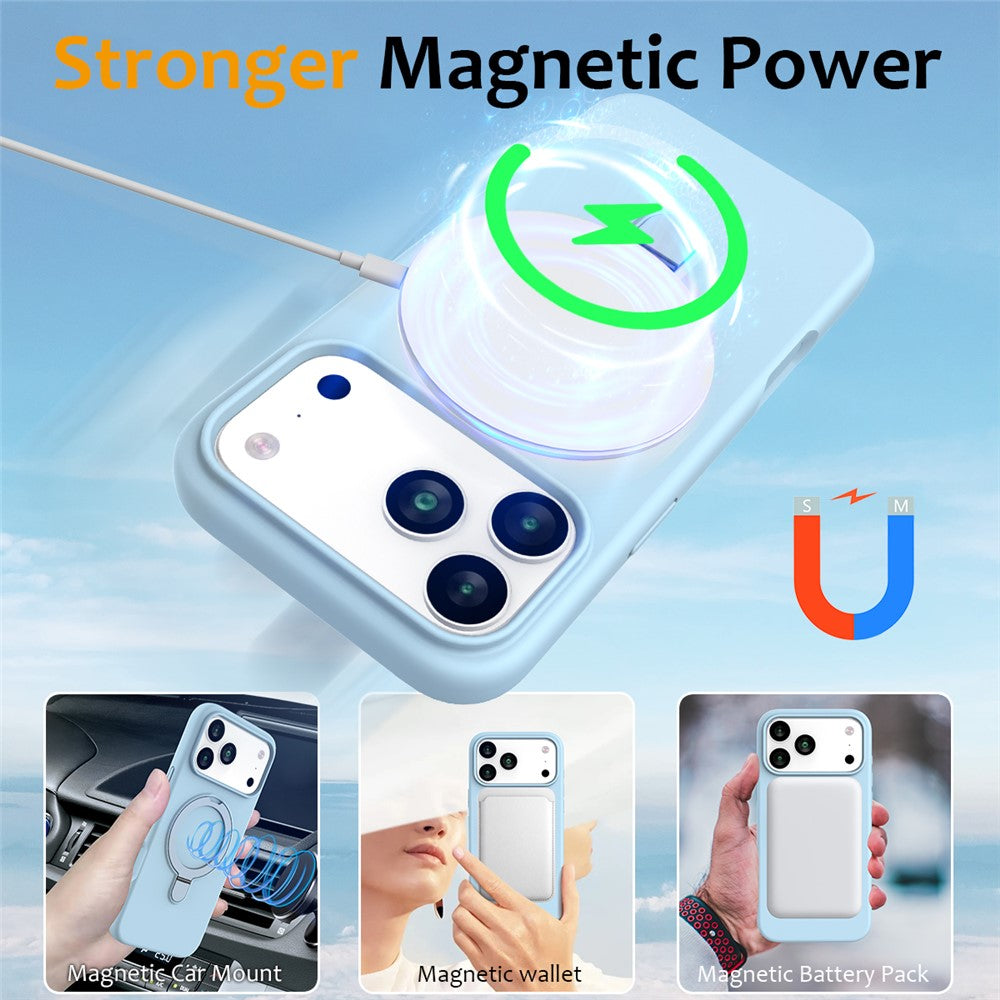 For iPhone 17 Pro Max Case Compatible with MagSafe Kickstand PC + Silicone Phone Cover - Sky Blue