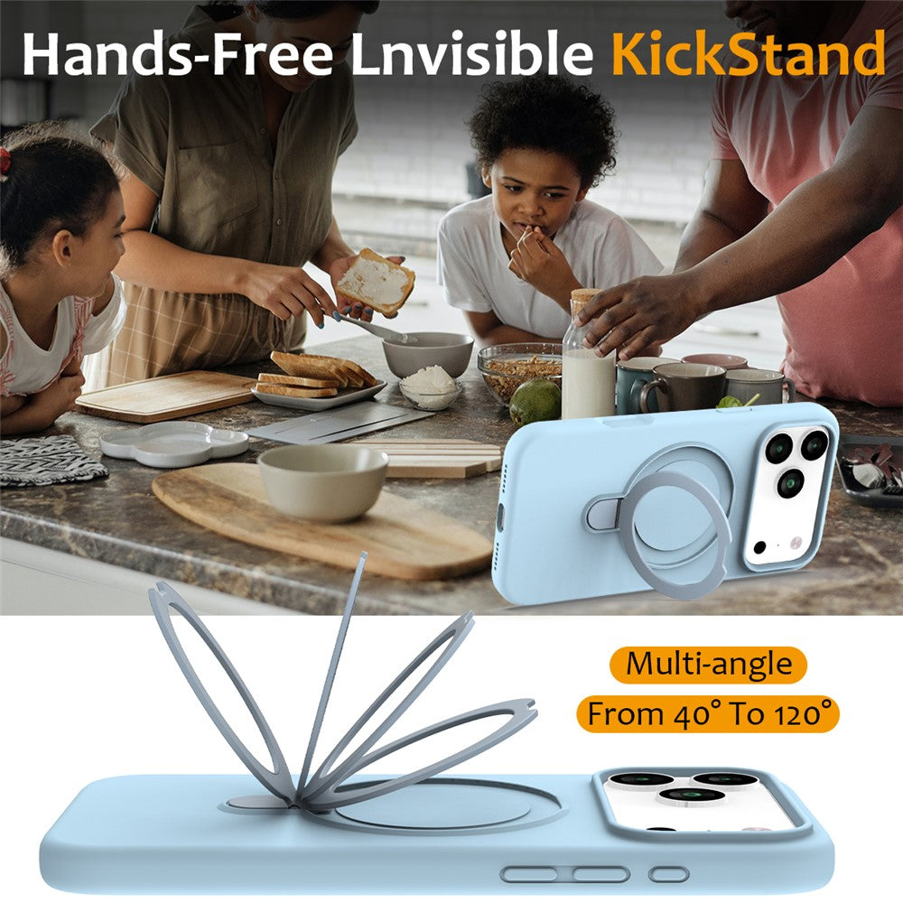 For iPhone 17 Pro Max Case Compatible with MagSafe Kickstand PC + Silicone Phone Cover - Sky Blue