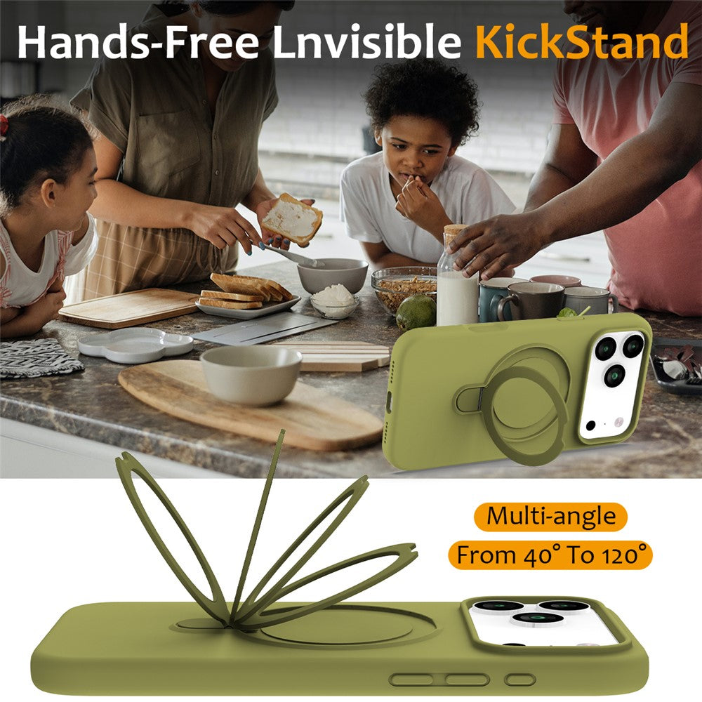 For iPhone 17 Pro Max Case Compatible with MagSafe Kickstand PC + Silicone Phone Cover - Green