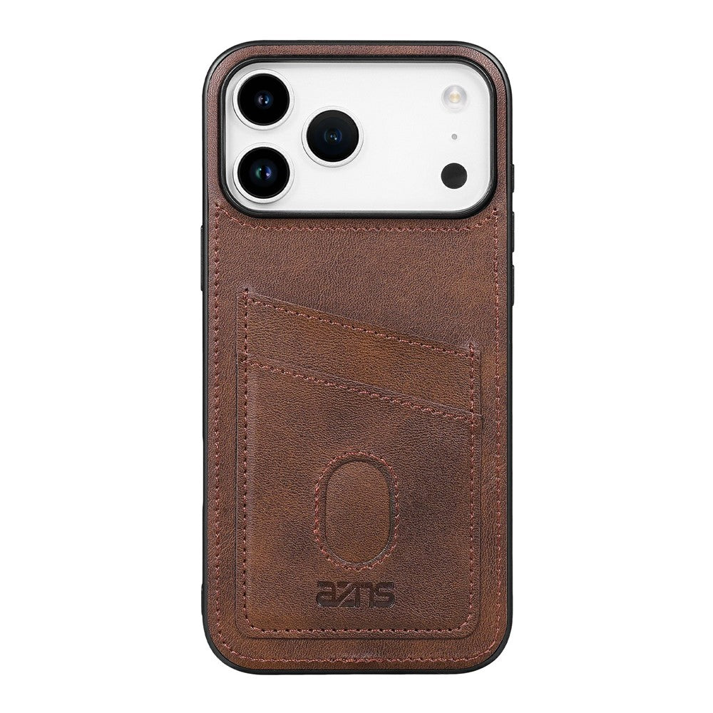 AZNS K1 Series For iPhone 17 Pro Max Case Calf Texture Anti-Drop PU + TPU Phone Cover - Coffee