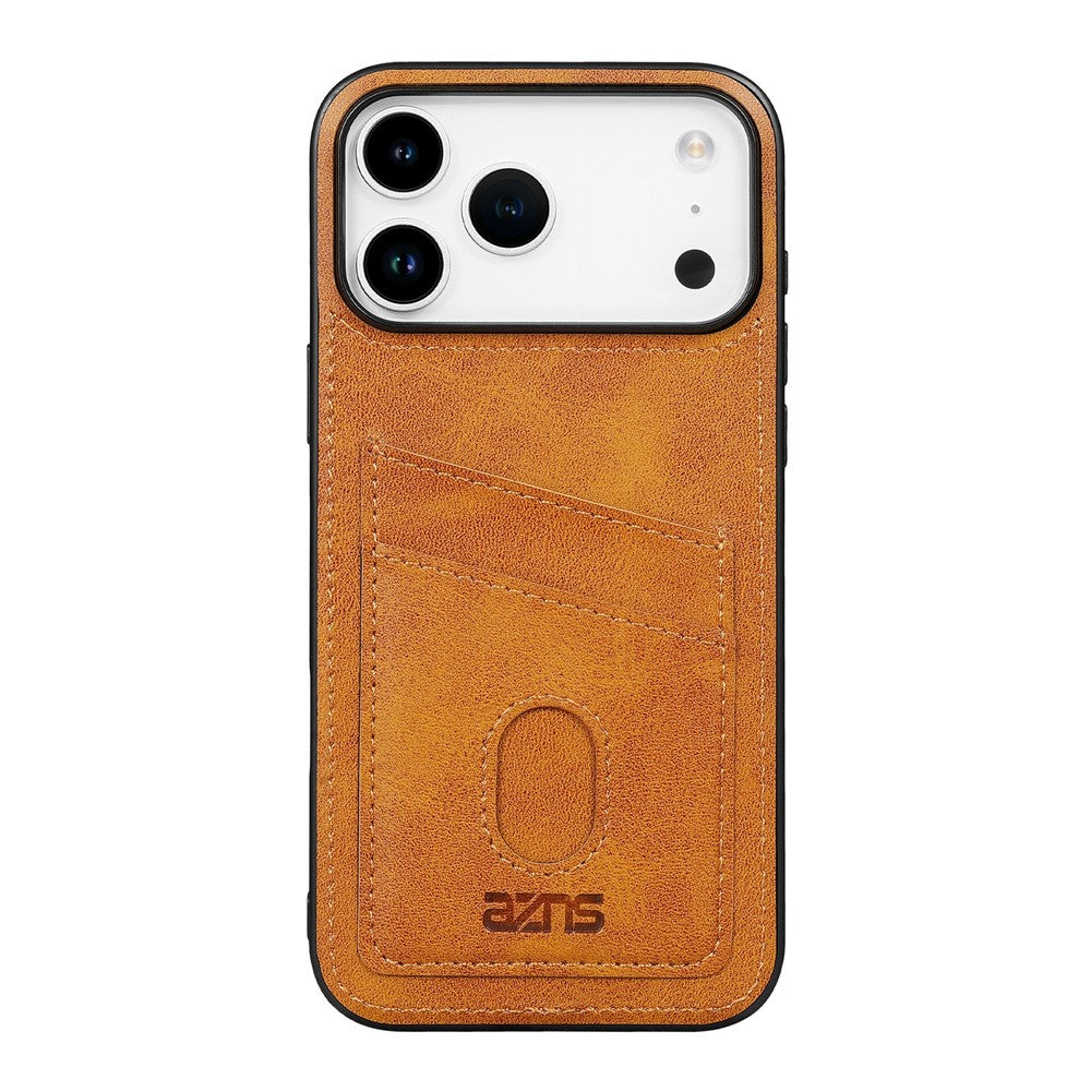 AZNS K1 Series For iPhone 17 Pro Max Case Calf Texture Anti-Drop PU + TPU Phone Cover - Brown