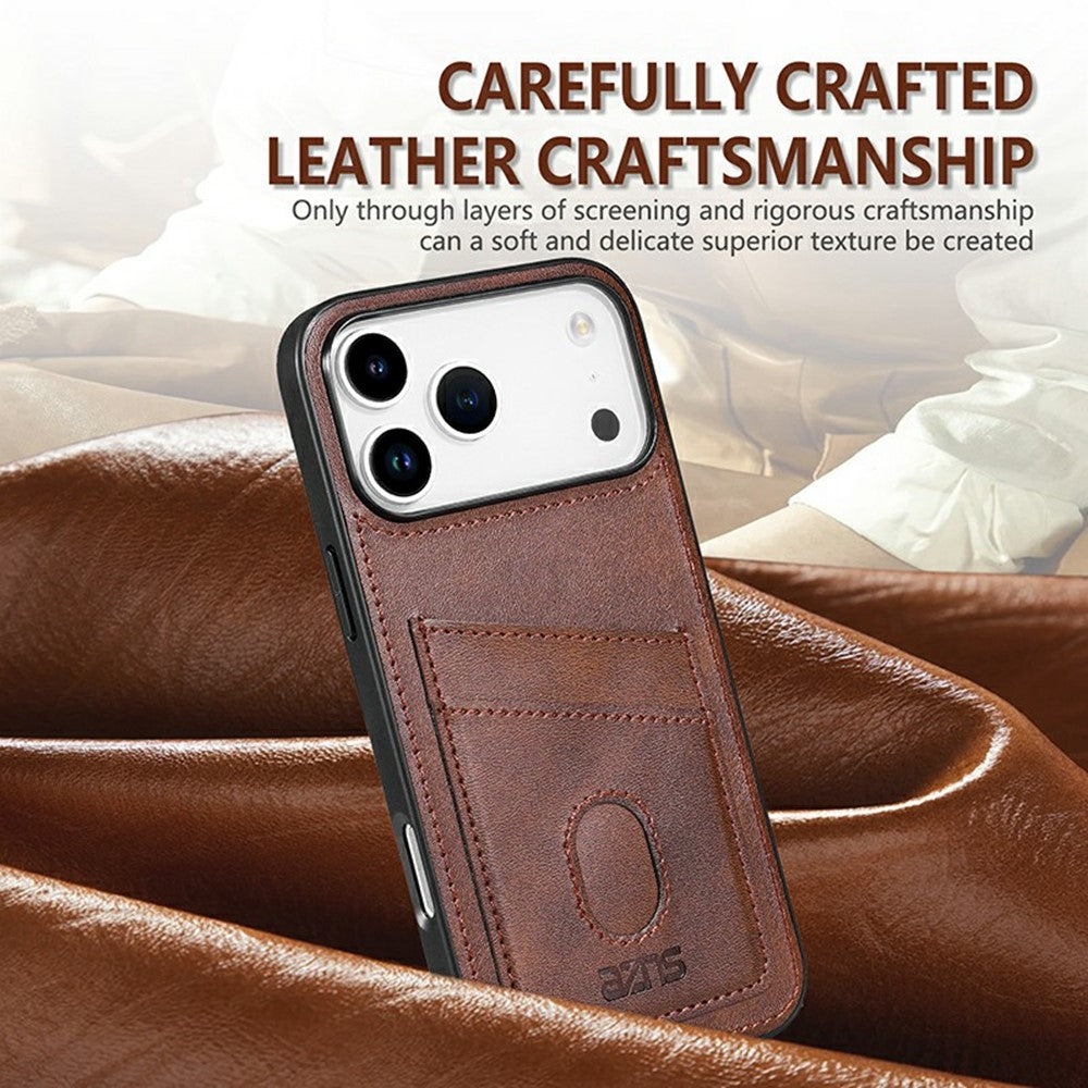 AZNS K1 Series For iPhone 17 Pro Max Case Calf Texture Anti-Drop PU + TPU Phone Cover - Brown
