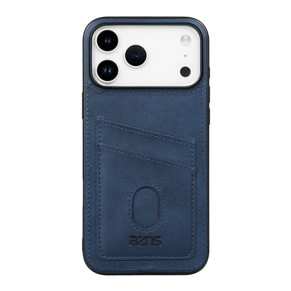 AZNS K1 Series For iPhone 17 Pro Max Case Calf Texture Anti-Drop PU + TPU Phone Cover - Blue