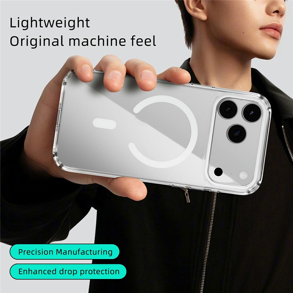ABEEL For iPhone 17 Pro Max Case Compatible with MagSafe Anti Scratch Clear TPU PC Phone Back Cover - White