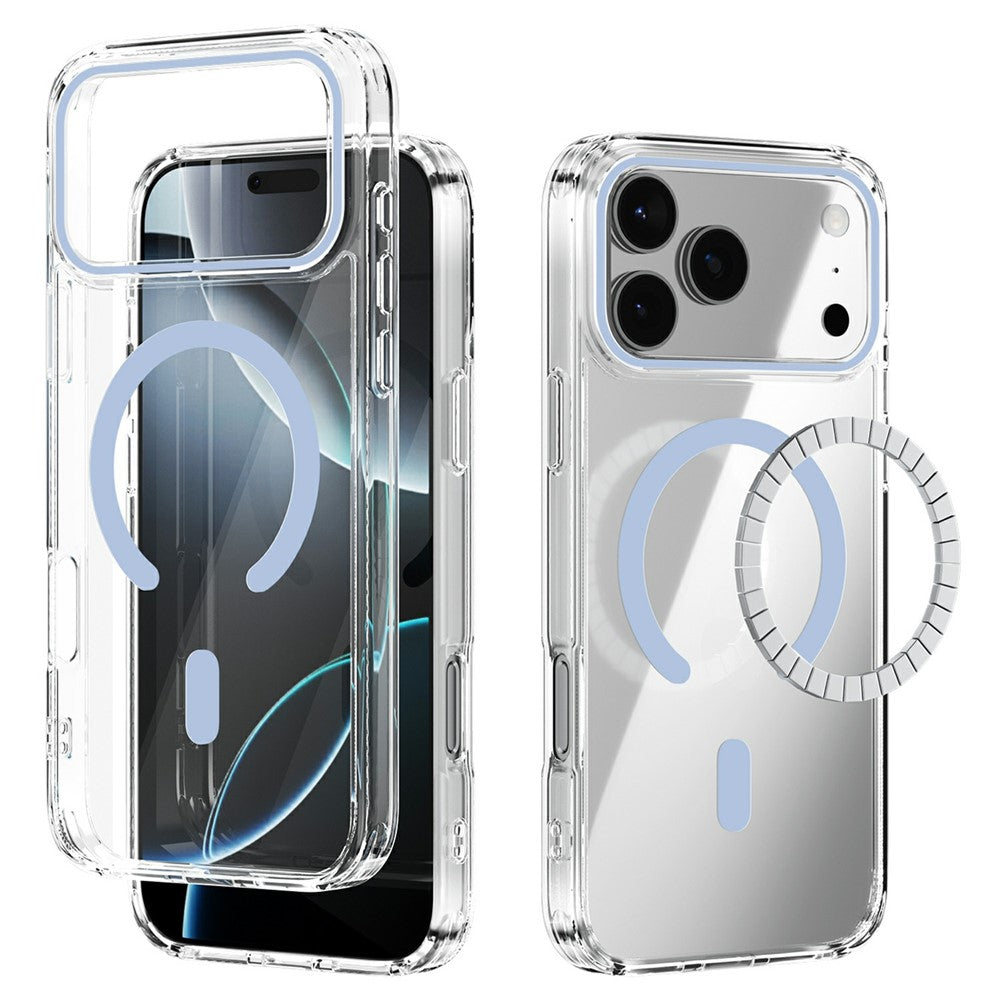 ABEEL For iPhone 17 Pro Max Case Compatible with MagSafe Anti Scratch Clear TPU PC Phone Back Cover - Baby Blue