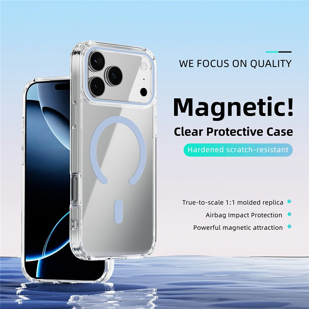 ABEEL For iPhone 17 Pro Max Case Compatible with MagSafe Anti Scratch Clear TPU PC Phone Back Cover - Baby Blue