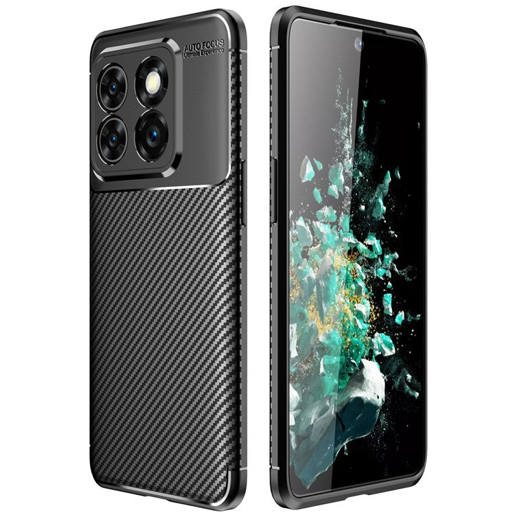 For OnePlus Ace Pro 5G / 10T 5G Carbon Fiber Texture Phone Case Anti-drop Protective TPU Back Cover - Black