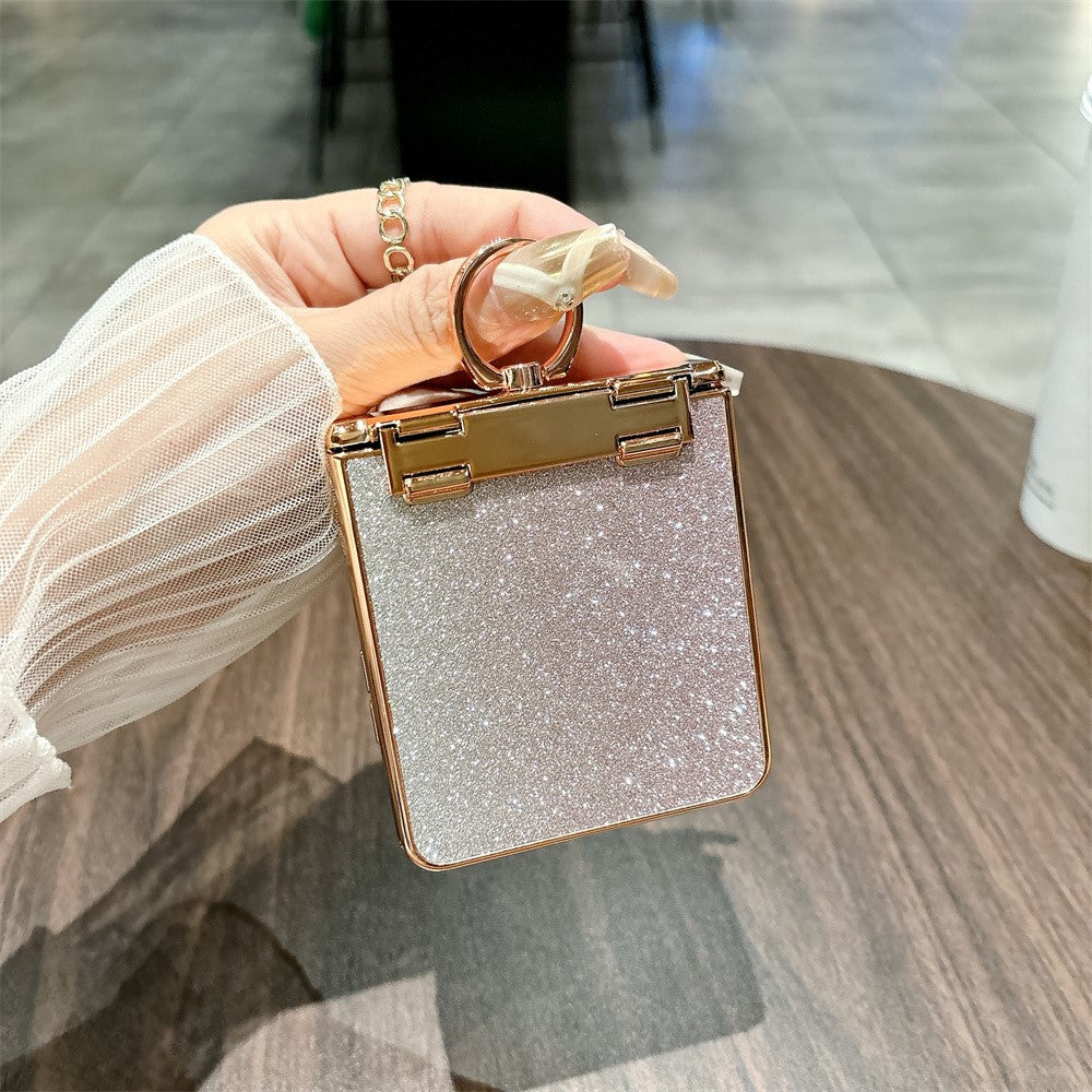 For Samsung Galaxy Z Flip7 5G Case Glitter Design Rhinestone Decor Hard PC Phone Cover - Pink